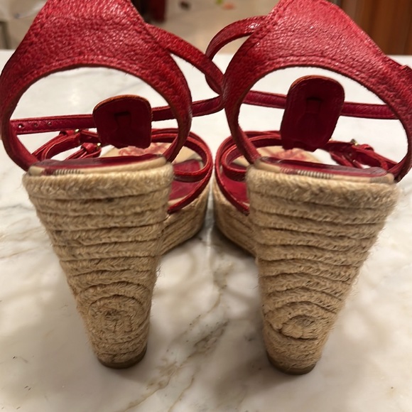 Burberry wedges ankle strap 5 inch heel in like new condition all leather upper - Picture 3 of 5